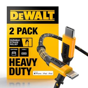 imageDEWALT Lightning to USB C Cable  Reinforced Braided Cable for Lightning  Charger Cord Compatible with iPhone  Apple Compatible Charging Cable USB C to Lightning 4 FT4ft