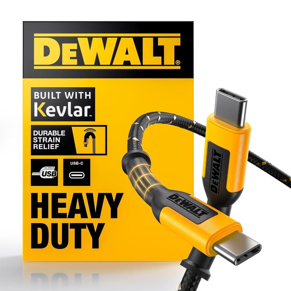 imageDEWALT Heavy Duty USB C Cable Jobsite 60 Watt USB C Cable High Speed TypeC to TypeC Fast Charge PD USBC Fast Charging Cord for iPhone 1615 Plus Pro Max MacBook iPad Samsung Galaxy 4 ftyellowblack