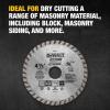 imageDEWALT Diamond Blade for Masonry Dry Cutting Continuous Rim 78Inch Arbor 412Inch DW47251 Count Pack of 1