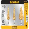 imageDEWALT Step Drill Bit Set3 Piece Titanium Nitride Coated 31 Hole Sizes 18 in to 78 in 14 in Shank Hex Size DWA1790IR