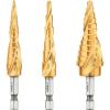 imageDEWALT Step Drill Bit Set3 Piece Titanium Nitride Coated 31 Hole Sizes 18 in to 78 in 14 in Shank Hex Size DWA1790IR