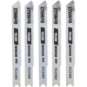 imageDEWALT  DW37245 Jigsaw Blades Medium Metal Cutting UShank 3Inch 18TPI 5Pack DW37245 SilverMedium
