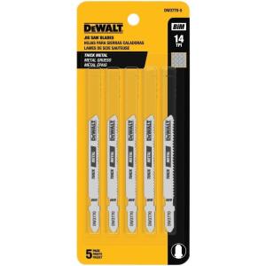 imageDEWALT  DW37705 Jigsaw Blades Thick Metal Cutting TShank 3Inch 14TPI 5Pack DW37705One Size
