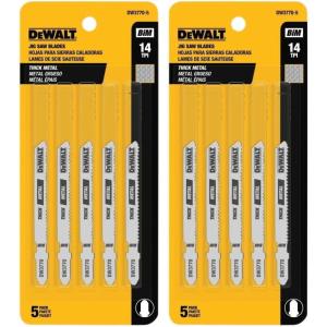 imageDEWALT  DW37705 Jigsaw Blades Thick Metal Cutting TShank 3Inch 14TPI 5Pack DW37705Pack of 2