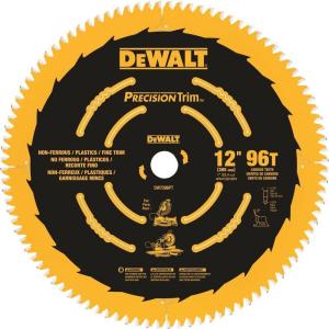 imageDEWALT 12Inch Miter Saw Blade Precision Trim ATB Crosscutting 1Inch Arbor 96 Tooth DW7296PT
