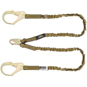 imageDEWALT 6Foot Energy Absorbing LanyardTwin  Internal Absorber  4 to 6 Stretch Lanyard with Steel Snap Hook on DRing End and Steel Rebar Hooks on Anchor End