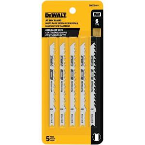 imageDEWALT DW37035 4Inch 6 TPI Fast Clean Cut Wood Cobalt Alloy Steel UShank Jig Saw Blade 5Pack