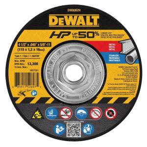 imageDEWALT DW8062H 412quot X 045quot X 58quot11 HP Type 1 Cutting Wheel1 Count Pack of 1