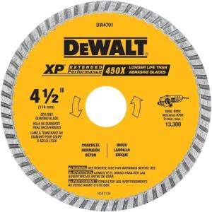 imageDEWALT Diamond Blade Dry or Wet Cutting Continuous Rim 78Inch Arbor 412Inch DW4701