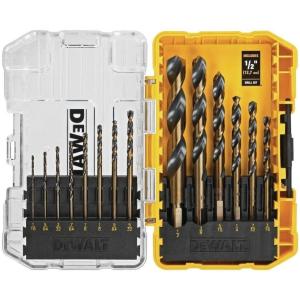 imageDEWALT Drill Bit Set 3Flats Shank14Piece 135 Degree Split Point for Plastic Wood and Metal DWA118414 piece set Pack of 1