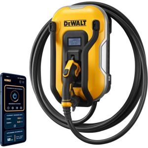 imageDEWALT Electric Vehicle Level 2 EV Charger up to 48 Amps 240V App Control Bluetooth ampamp WiFi CSA Certified IndoorOutdoor Hardwired Wall Mounted Charging Station with 25 ft CableHardwired