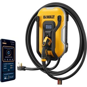 imageDEWALT Electric Vehicle Level 2 EV Charger up to 48 Amps 240V App Control Bluetooth ampamp WiFi CSA Certified IndoorOutdoor Hardwired Wall Mounted Charging Station with 25 ft CableNEMA 1450