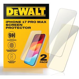 imageDEWALT Heavy Duty Glass Screen Protector for iPhone 15 Plus 2 Pack Tempered Glass Screen Protector Case Friendly Perfect Install Tool Included LongLasting ProtectioniPhone 17 Pro Max