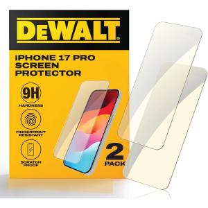 imageDEWALT Heavy Duty Glass Screen Protector for iPhone 15 Plus 2 Pack Tempered Glass Screen Protector Case Friendly Perfect Install Tool Included LongLasting ProtectioniPhone 17 Pro