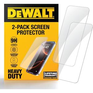 imageDEWALT Heavy Duty Glass Screen Protector for iPhone 15 Plus 2 Pack Tempered Glass Screen Protector Case Friendly Perfect Install Tool Included LongLasting ProtectioniPhone 16 Plus