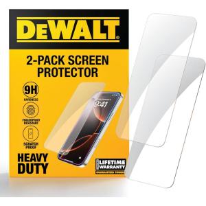 imageDEWALT Heavy Duty Glass Screen Protector for iPhone 15 Plus 2 Pack Tempered Glass Screen Protector Case Friendly Perfect Install Tool Included LongLasting ProtectioniPhone 14 Pro Max