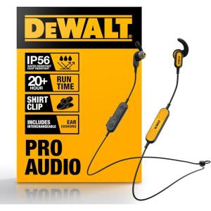 imageDEWALT Heavy Duty Neckband Bluetooth Earbuds Wireless Bluetooth 52 Headphones wMicrophone Lightweight Comfort IP56 Waterproof Deep Bass Strong Beat 20H Playtime Jobsite BehindNeck EarphonesYellow