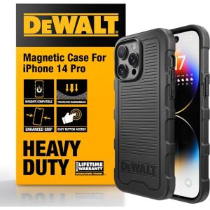 imageDEWALT Heavy Duty Strong Magnetic for iPhone 14 Pro Max Case Fits MagSafe Drop Resistant Impact Protective Back Cover Shockproof Slim Fit for iPhone 14 Pro Max Phone Case Matte BlackiPhone 14 Pro