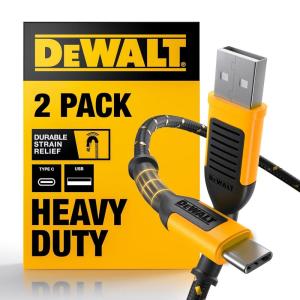 imageDEWALT Heavy Duty USB to USB C Cable Jobsite Type C Cable High Speed USBA to TypeC Fast Charge USBC Fast Charging Cord for iPhone 1615 Pro Max MacBook iPad Samsung Galaxy 6ft USB20 Black2 Pack