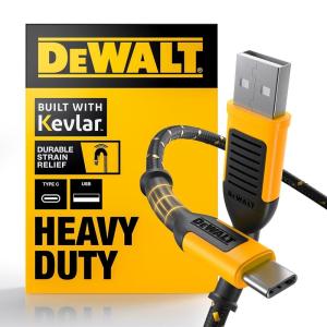 imageDEWALT Heavy Duty USB to USB C Cable Jobsite Type C Cable High Speed USBA to TypeC Fast Charge USBC Fast Charging Cord for iPhone 1615 Pro Max MacBook iPad Samsung Galaxy 6ft USB20 Black6 Foot