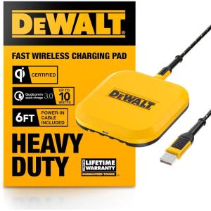 imageDEWALT Heavy Duty Wireless Charger 10W Max Fast Wireless Charging Pad Compatible with iPhone 161514131211X8 Pro Max Plus Samsung Galaxy S22S21 AirPods Type C Cable ampamp AC Adapter Included
