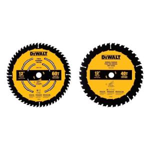 imageDEWALT Miter Saw Blade Combo Pack 12 Blades 40 Tooth ampamp 60 Tooth Fine Finish Ultra Sharp Carbide DWA112CMBSaw Blade Combo Pack  12 In  4060T