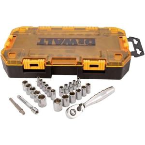 imageDEWALT Drive Socket Set SAEMetric 14Inch Drive 25Piece DWMT73805