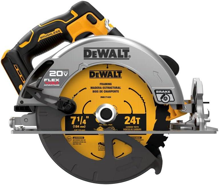 imageDEWALT DCS573B 20V MAX 714 in Brushless Cordless Circular Saw with FLEXVOLT ADVANTAGE Tool Only