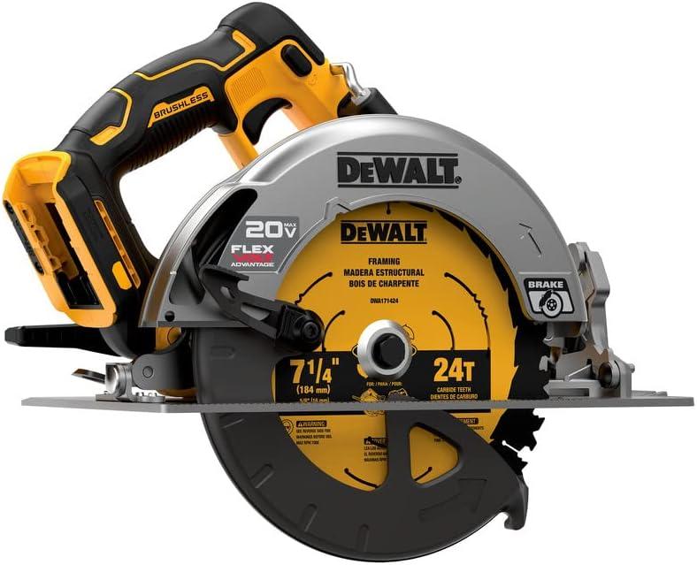 imageDEWALT DCS573B 20V MAX 714 in Brushless Cordless Circular Saw with FLEXVOLT ADVANTAGE Tool Only