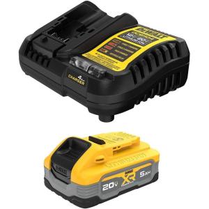 imageDEWALT Powerstack 20V MAX Battery Starter Kit Rechargeable 5Ah Lithium Ion DCBP520C