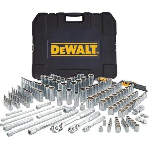 imageDEWALT Mechanics Tool Set SAE and Metric Socket Wrench Set Drive Sizes 12 14 38 Socket Set 192Piece Tool Box DWMT75049Mechanics Tool Set