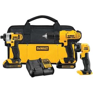 imageDEWALT 20V MAX Cordless Drill Impact Driver and LED Work Light Portable Power Tool Combo Kit 3 Tool 2 Batteries and Charger Included DCK340C2Combo Kit