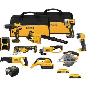 imageDEWALT 20V MAX Power Tool Combo Kit 10 Tool Cordless Power Tool Set 2 Batteries Charger and 2 Bags Included Dewalt Brushless Combo Kit DCK1021D2NEW Power Tool Combo Kit  10 Tool