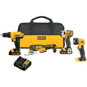 imageDEWALT 20V MAX Power Tool Combo Kit 4Tool Cordless Power Tool Set with 2 Batteries and Charger DCK444C2Drill Combo Kit