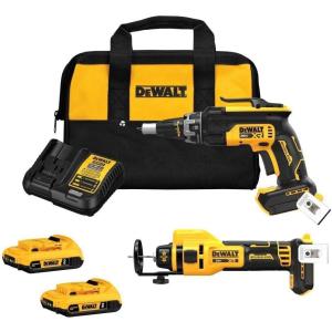 imageDEWALT 20V MAX XR Brushless Drywall Screw Gun and CutOut Tool Combo Kit with 2 Batteries and Charger Included DCK265D2