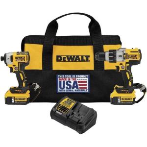 imageDEWALT 20V MAX XR Cordless Drill Combo Kit with Hammer Drill Lanyard Ready DCK299P2LR